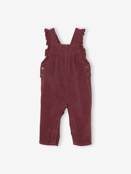 Corduroy Dungarees with Ruffles for Babies PURPLE DARK SOLID 