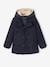 Peacoat with Hood & Sherpa Lining for Boys BLUE DARK SOLID WITH DESIGN 