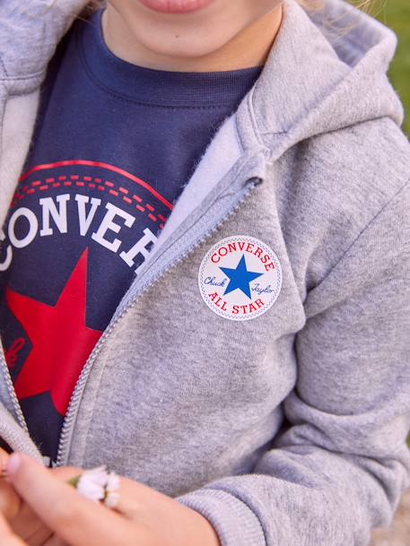 Zipped Jacket by CONVERSE grey+navy blue 