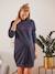 Short Sweater Dress with Message, Maternity & Nursing Special BLUE DARK SOLID WITH DESIGN 