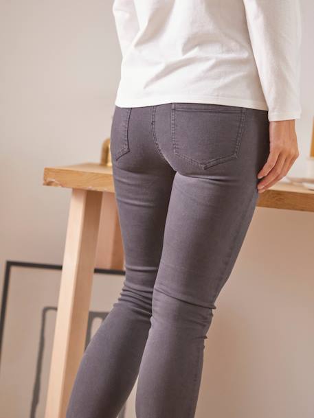 Slim Leg Jeans for Maternity, Inside Leg 76 cm GREY DARK SOLID 