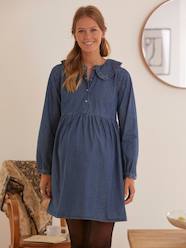 Denim Dress with Peter Pan Collar, Maternity & Nursing Special