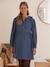 Denim Dress with Peter Pan Collar, Maternity & Nursing Special BLUE DARK STRIPED 