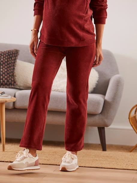 Corduroy Trousers for Pregnancy RED LIGHT SOLID 