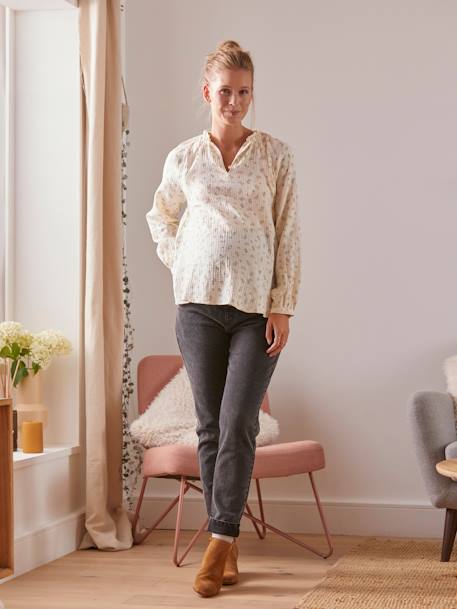 Maternity Jeans with Seamless Belly-Wrap BLUE LIGHT SOLID+Denim Blue+GREY MEDIUM SOLID 