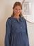 Denim Dress with Peter Pan Collar, Maternity & Nursing Special BLUE DARK STRIPED 