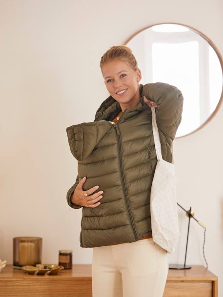 Lightweight Padded Jacket, Adaptable for Maternity & Post-Maternity Dark Blue+GREEN DARK SOLID 