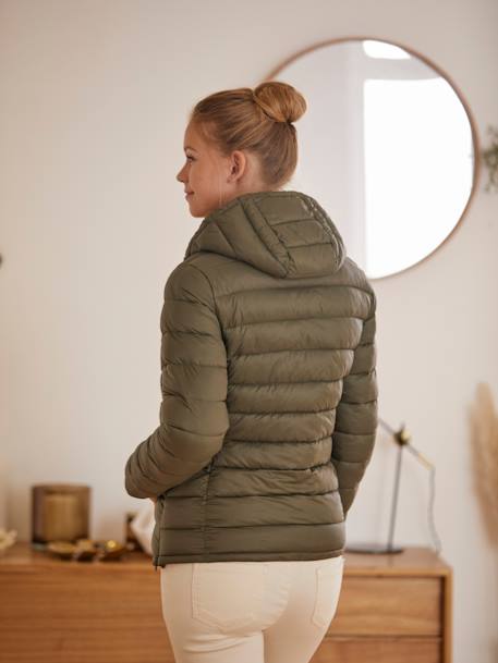 Lightweight Padded Jacket, Adaptable for Maternity & Post-Maternity Dark Blue+GREEN DARK SOLID 