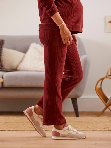 Corduroy Trousers for Pregnancy RED LIGHT SOLID 