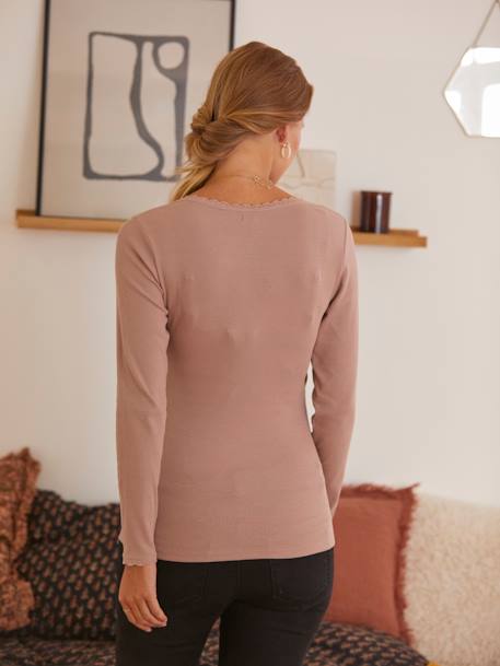 Crossover V-Neckline Top, Maternity & Nursing PINK LIGHT SOLID 