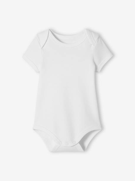 Pack of 3 Short Sleeve Bodysuits with Cutaway Shoulders, Organic Collection WHITE LIGHT TWO COLOR/MULTICOL 