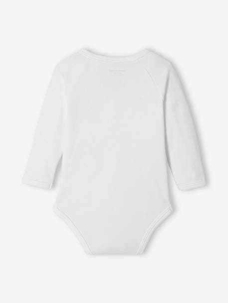 Pack of 3 Long Sleeve Bodysuits,Full-Length Opening, Organic Collection, for Newborn Babies WHITE LIGHT TWO COLOR/MULTICOL 