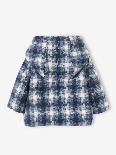 Chequered Wrapover Coat for Babies BLUE MEDIUM CHECKS 