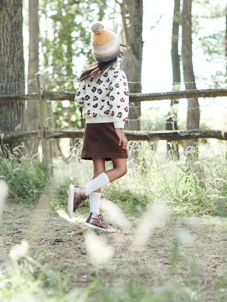 Corduroy Skirt with Wrap-Over Effect for Girls BROWN MEDIUM SOLID 