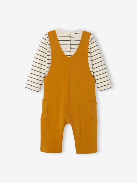 Fleece Top & Dungarees Ensemble, for Babies BROWN MEDIUM SOLID+marl grey 