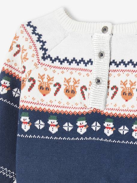 Jacquard Christmas Jumper for Babies navy blue 