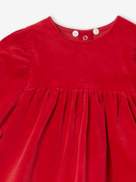 Velour Dress & Matching Tights for Babies red 