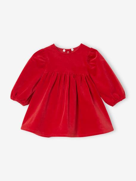 Velour Dress & Matching Tights for Babies red 