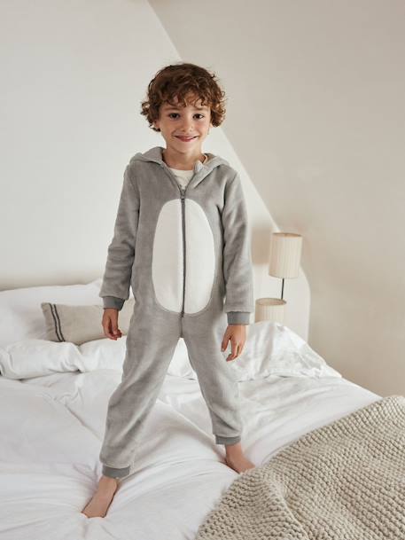 Wolf Onesie for Boys GREY LIGHT SOLID WITH DESIGN 