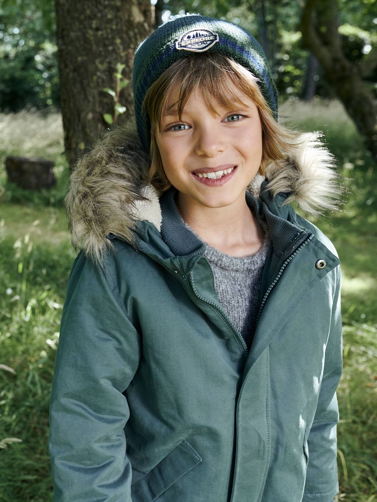 Green parka clearance with fur hood