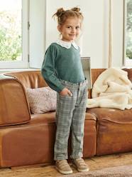 Girls-Chequered Woollen Trousers for Girls