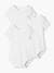 Pack of 3 Short Sleeve Bodysuits with Cutaway Shoulders, Organic Collection WHITE LIGHT TWO COLOR/MULTICOL 