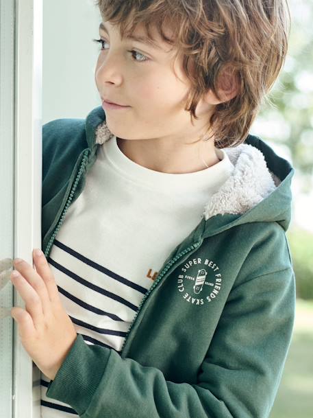 Sailor-Type Jumper with Motif on the Chest for Boys BLUE DARK STRIPED+WHITE LIGHT STRIPED 