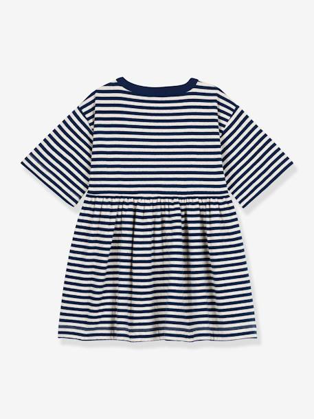 Striped Cotton Dress for Children, 3/4 Sleeves, by Petit Bateau blue 