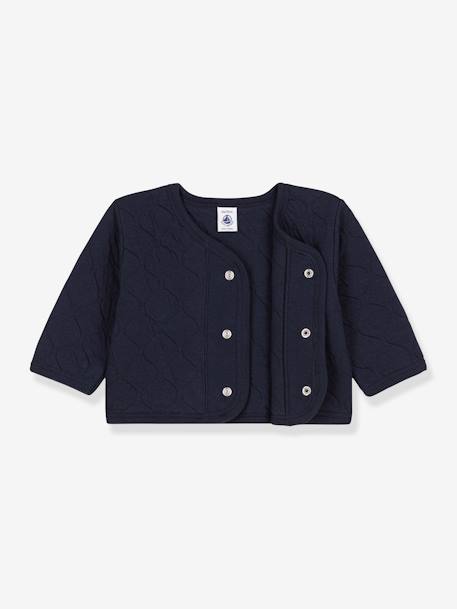 Quilted Double Knit Cardigan for Babies - PETIT BATEAU navy blue 