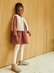 -Corduroy Dress with Frilled Collar for Girls