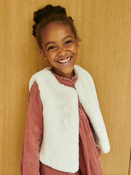 Faux Fur Waistcoat for Girls blush+White 