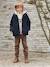 Peacoat with Hood & Sherpa Lining for Boys BLUE DARK SOLID WITH DESIGN 