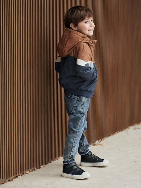 Colourblock Windcheater Jacket for Boys BEIGE DARK SOLID WITH DESIGN+bordeaux red 