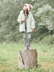 Girls-Coats & Jackets-Padded Jackets-Padded Coat with Hood & Sherpa Lining for Girls