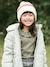 Padded Coat with Hood & Sherpa Lining for Girls BLUE DARK ALL OVER PRINTED+GREEN MEDIUM SOLID 