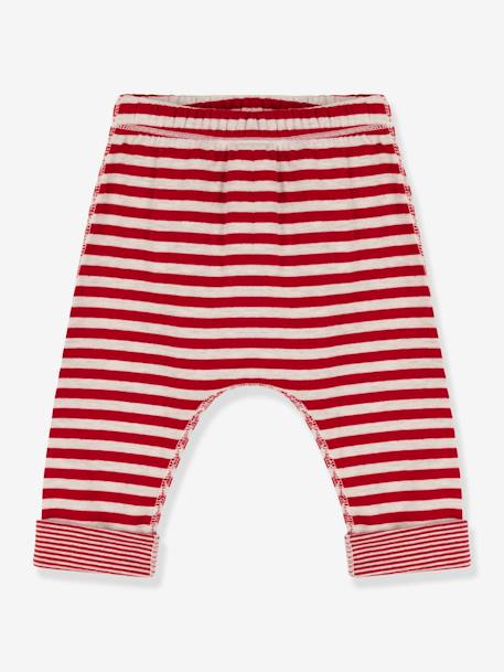 Striped Double Knit Trousers for Babies - PETIT BATEAU red 