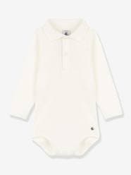 -Long Sleeve Organic Cotton Bodysuit with Polo Shirt Collar, by Petit Bateau