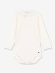 -Long Sleeve Organic Cotton Bodysuit with Fancy Collar, by Petit Bateau