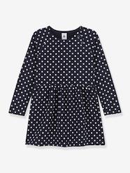 -Dotted Long Sleeve Fleece Dress for Children, Petit Bateau