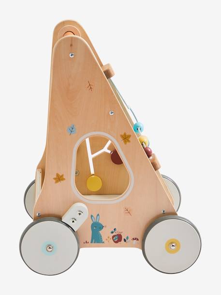 Wooden Walker with Brakes - Wood FSC® Certified rose+WHITE MEDIUM SOLID WITH DESIGN+wood 