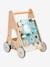 Wooden Walker with Brakes - Wood FSC® Certified rose+WHITE MEDIUM SOLID WITH DESIGN+wood 