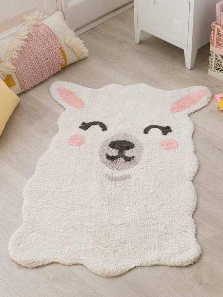 Washable Cotton Rug, Smile Like a Llama by LORENA CANALS ecru 