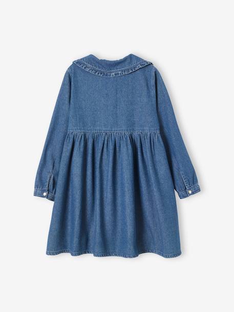 Denim Dress with Peter Pan Collar for Girls BLUE DARK SOLID 