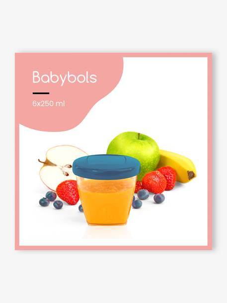 Pack of 6 Airtight Babybol Pots (250 ml) by BABYMOOV Light Orange 