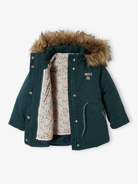 3-in-1 Parka with Hood for Girls GREEN DARK SOLID+grey green+navy blue+PURPLE MEDIUM SOLID 