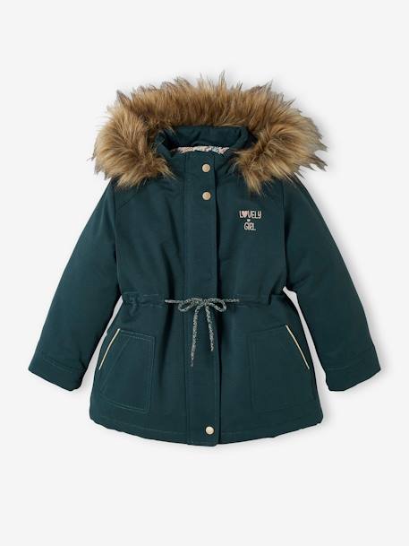 3-in-1 Parka with Hood for Girls GREEN DARK SOLID+grey green+navy blue+PURPLE MEDIUM SOLID 