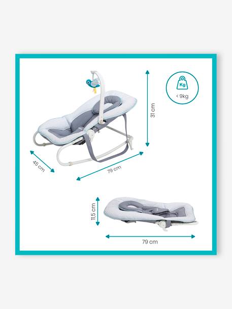 Graphik Bouncer with Activity Arch by BABYMOOV Light Blue/Print+Light Orange/ Print 