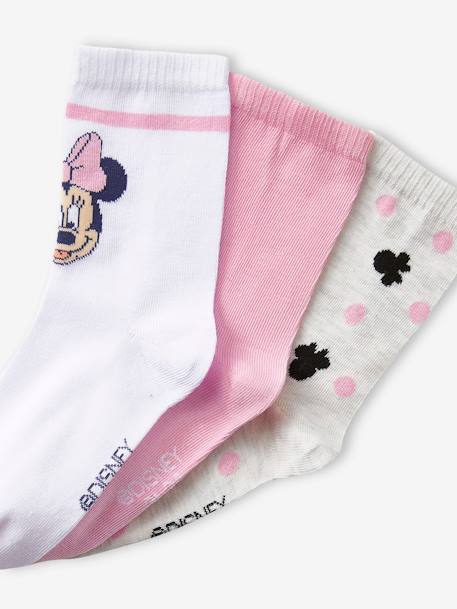 Pack of 3 Pairs of Minnie Mouse Socks by Disney® PINK MEDIUM SOLID 