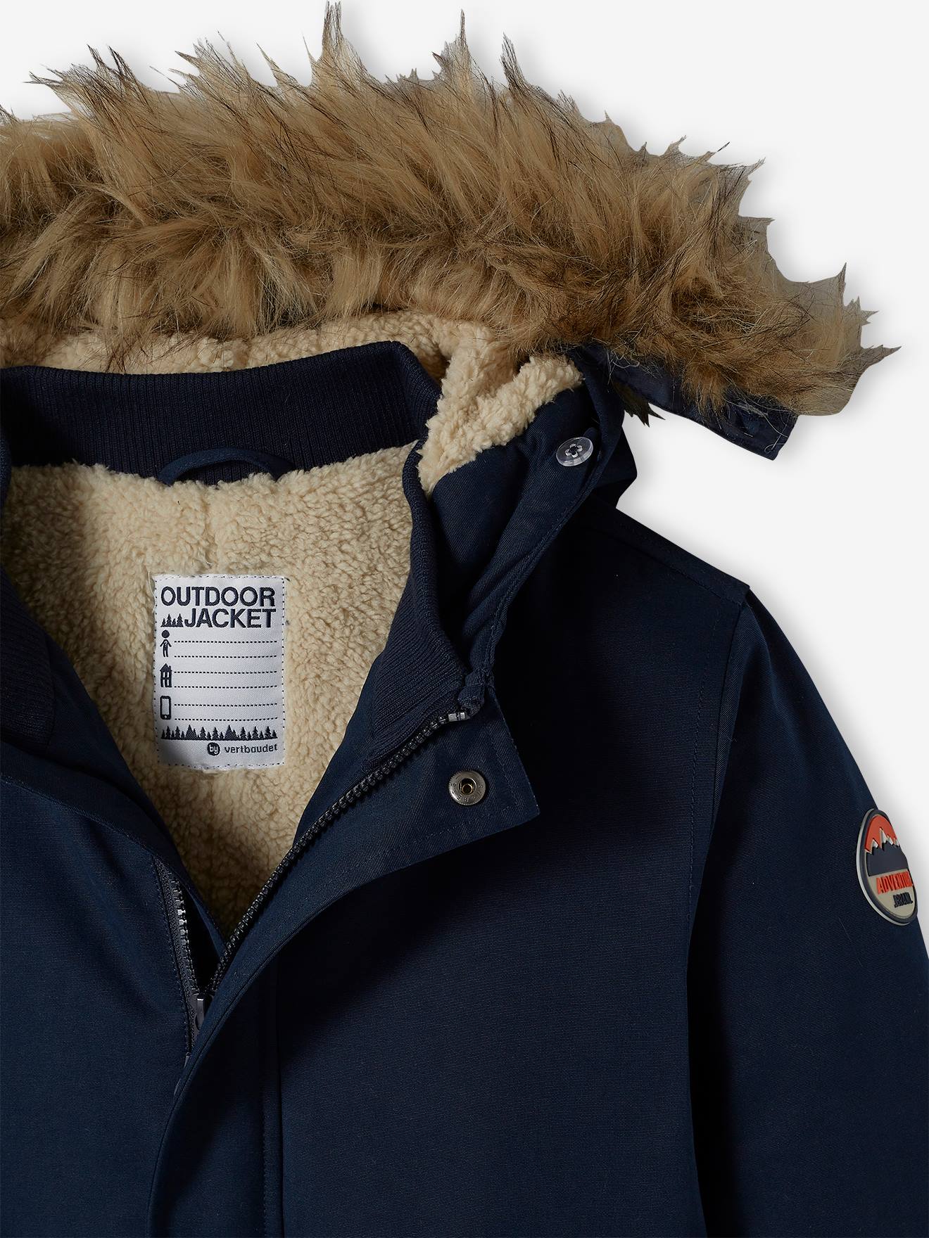 Men's blue on sale parka fur hood