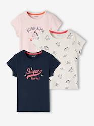 Girls-Tops-Pack of 3 Assorted T-shirts, Iridescent Details for Girls